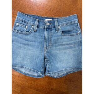 Levi's Mid Length Shorts Womens 24 Blue Denim Mid Rise Stretch Jean Shorts